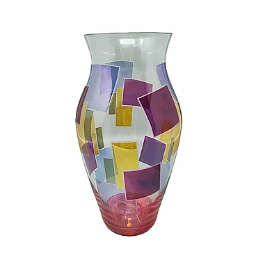 Vaso in vetro multicolore di ArteVetro, anni '80