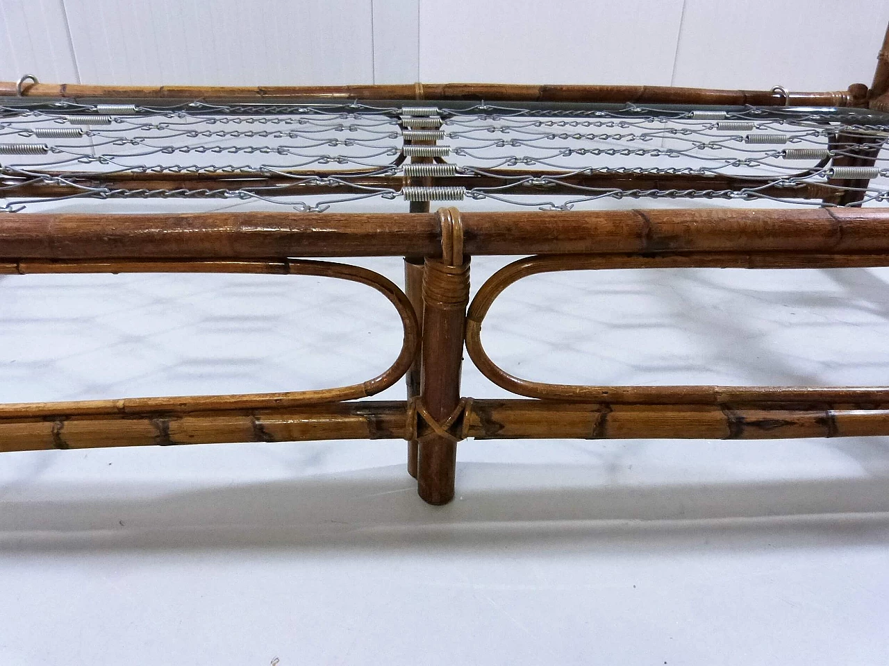 Brown varnished rattan daybed, 1970s 11