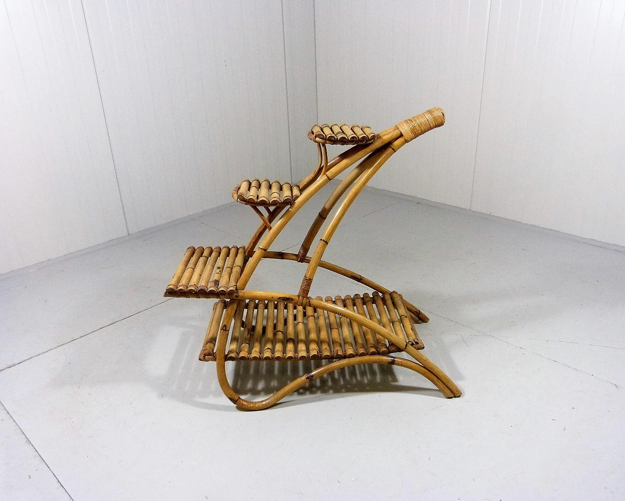 Rattan plant stand, 1950s 2