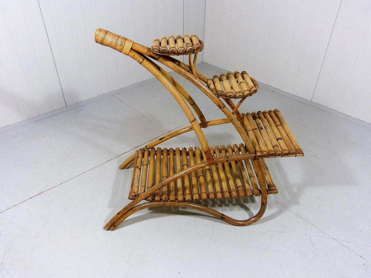 Rattan plant stand, 1950s 9