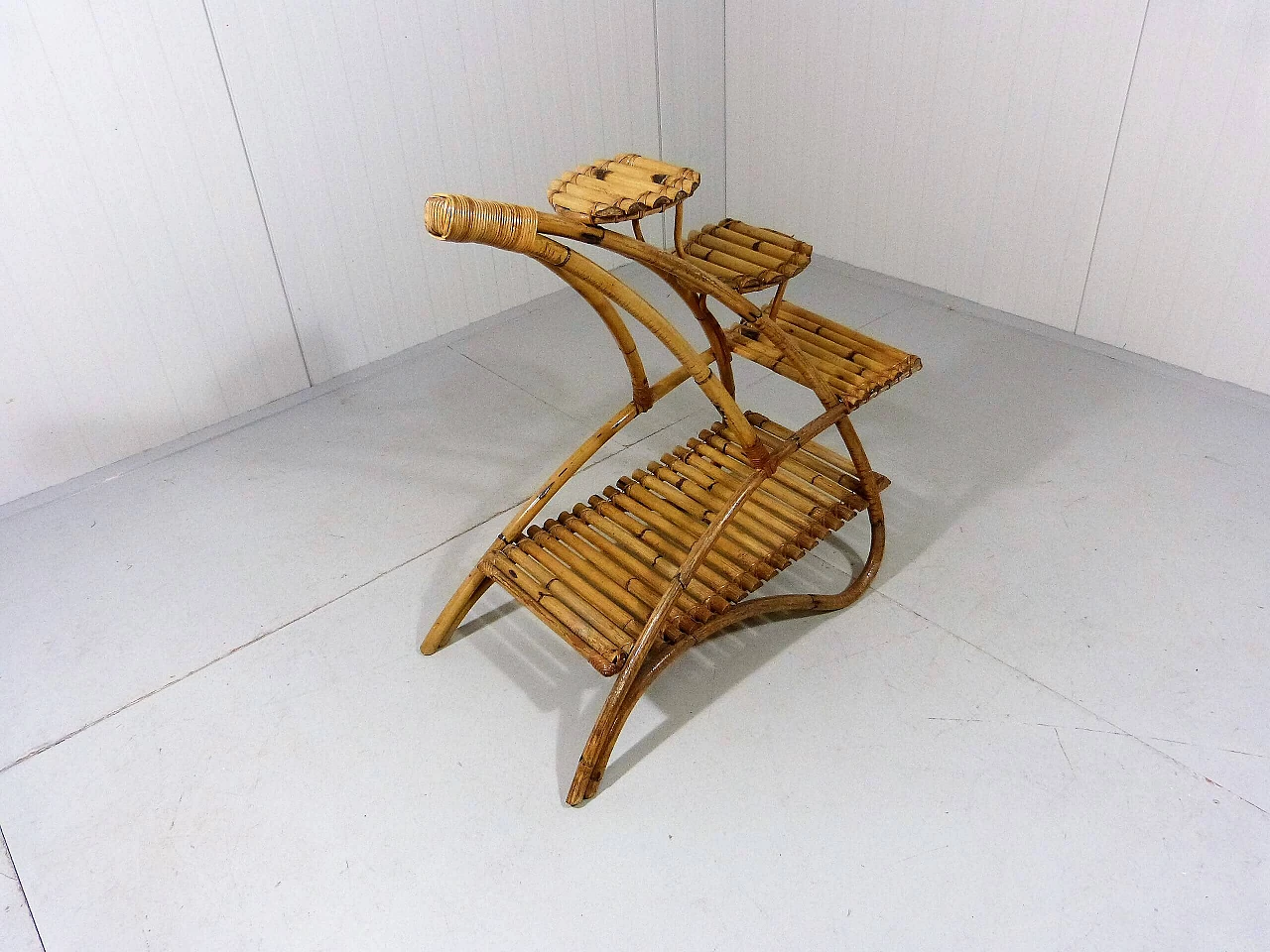 Rattan plant stand, 1950s 10