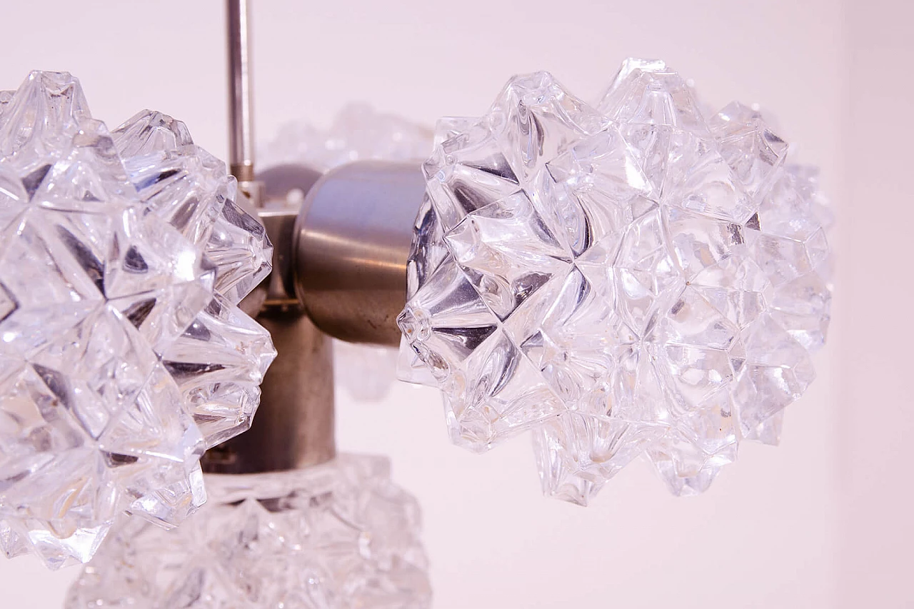 Chromed steel and ground glass chandelier by Kamenický Šenov, 1970s 10
