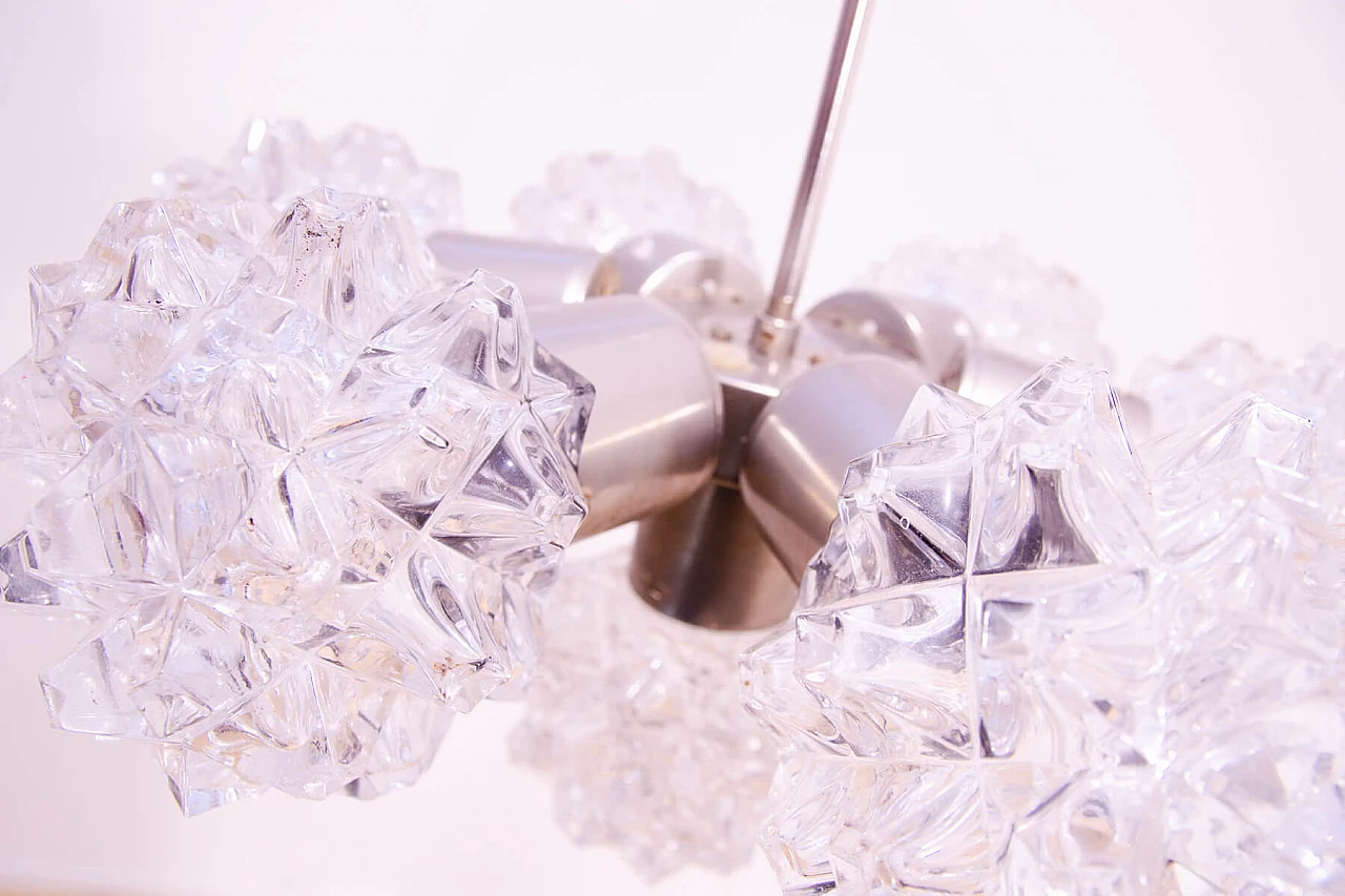 Chromed steel and ground glass chandelier by Kamenický Šenov, 1970s 11