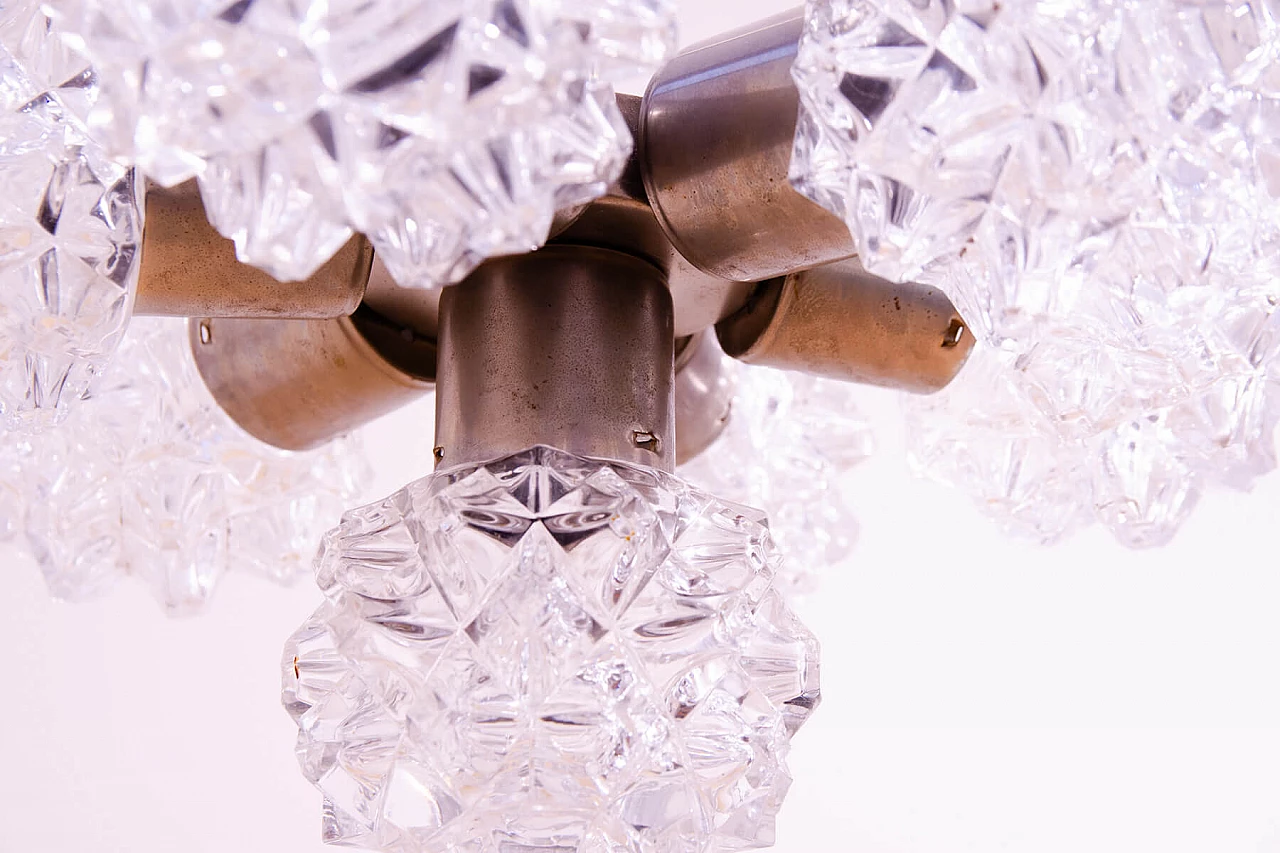 Chromed steel and ground glass chandelier by Kamenický Šenov, 1970s 12