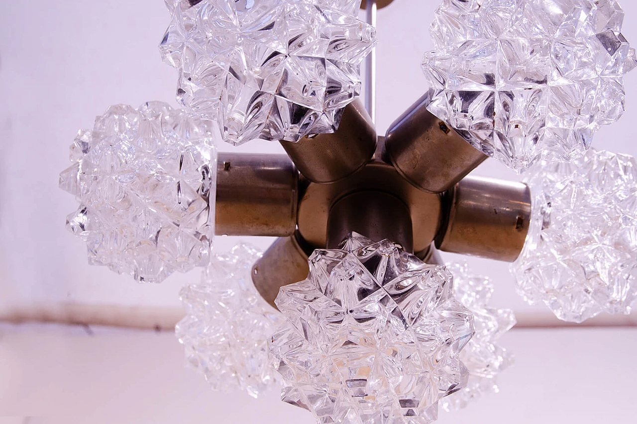 Chromed steel and ground glass chandelier by Kamenický Šenov, 1970s 14