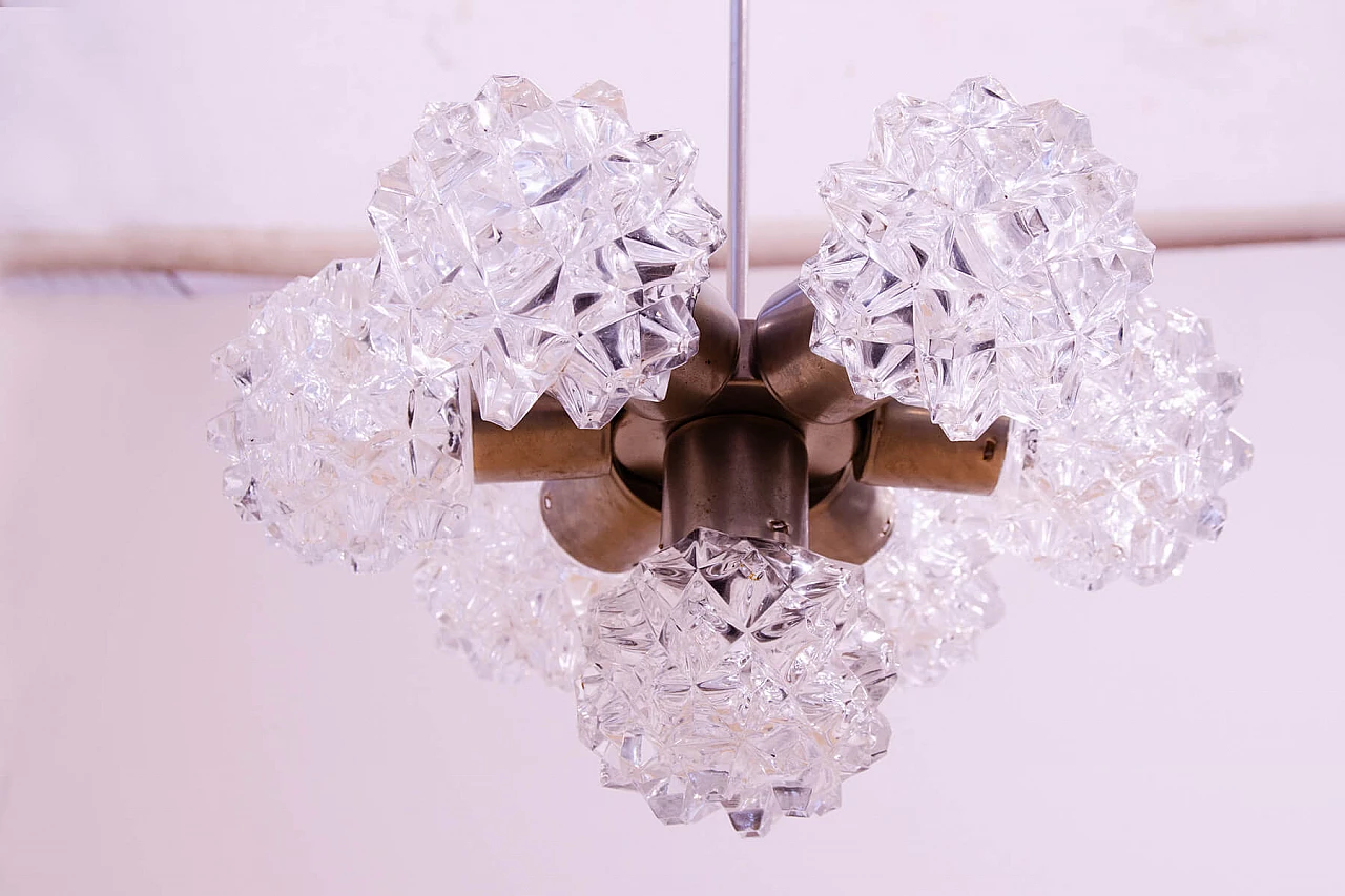 Chromed steel and ground glass chandelier by Kamenický Šenov, 1970s 16