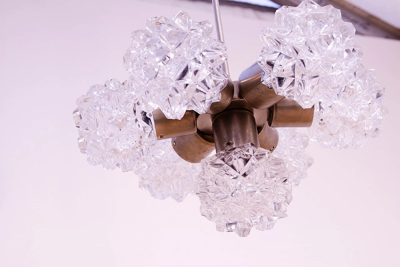 Chromed steel and ground glass chandelier by Kamenický Šenov, 1970s 19