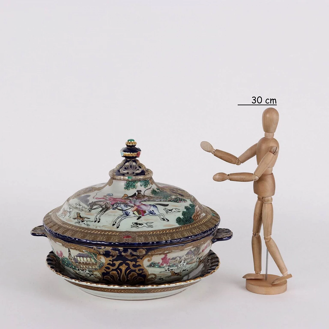 Zuppiera in ceramica con piatto, inizio '900 2