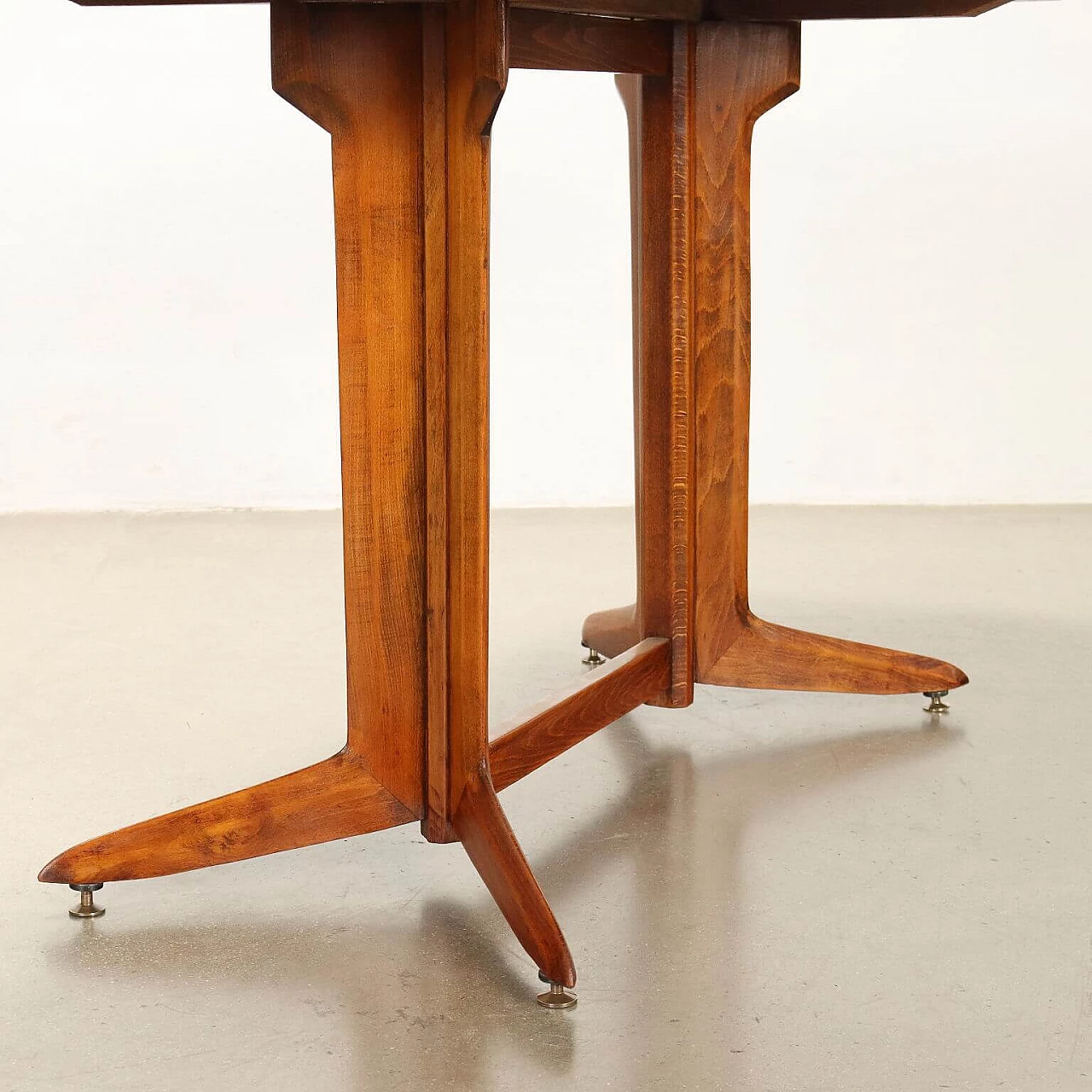 Tavolo con base in faggio tinto e piano in legno impiallacciato teak, anni '60 3