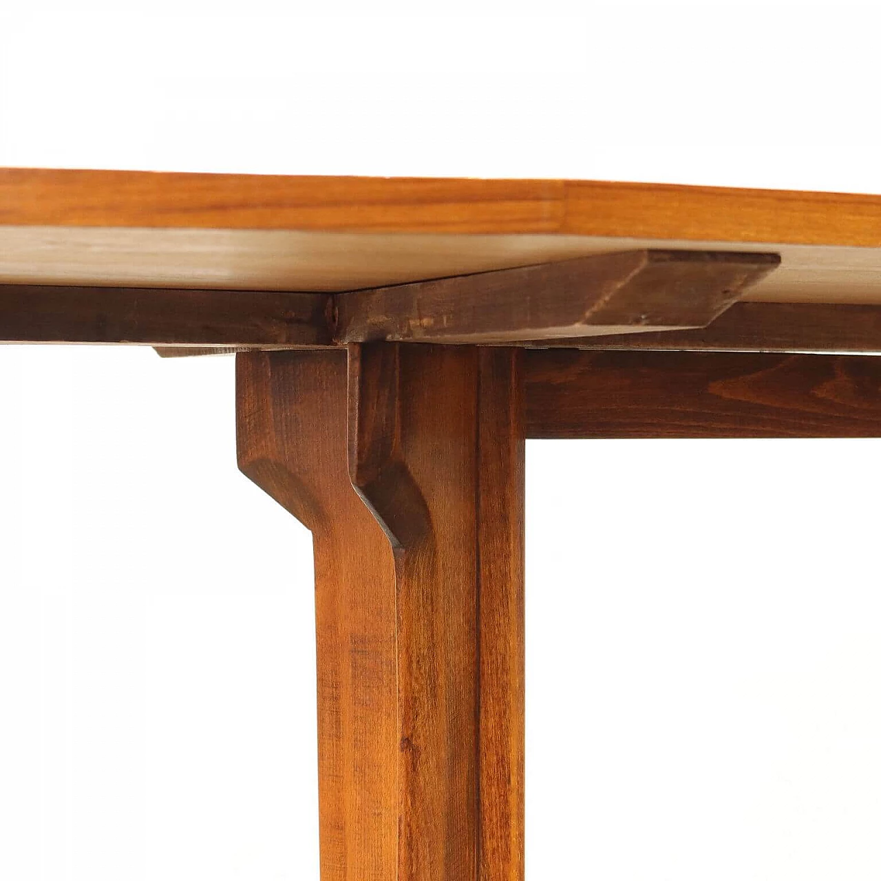 Tavolo con base in faggio tinto e piano in legno impiallacciato teak, anni '60 4