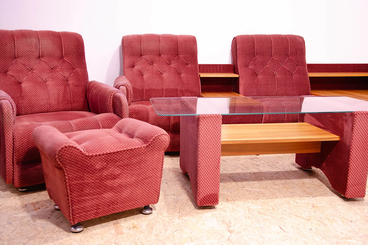 Divano, poltrona, tavolino e pouf cecoslovacchi, anni '80 5