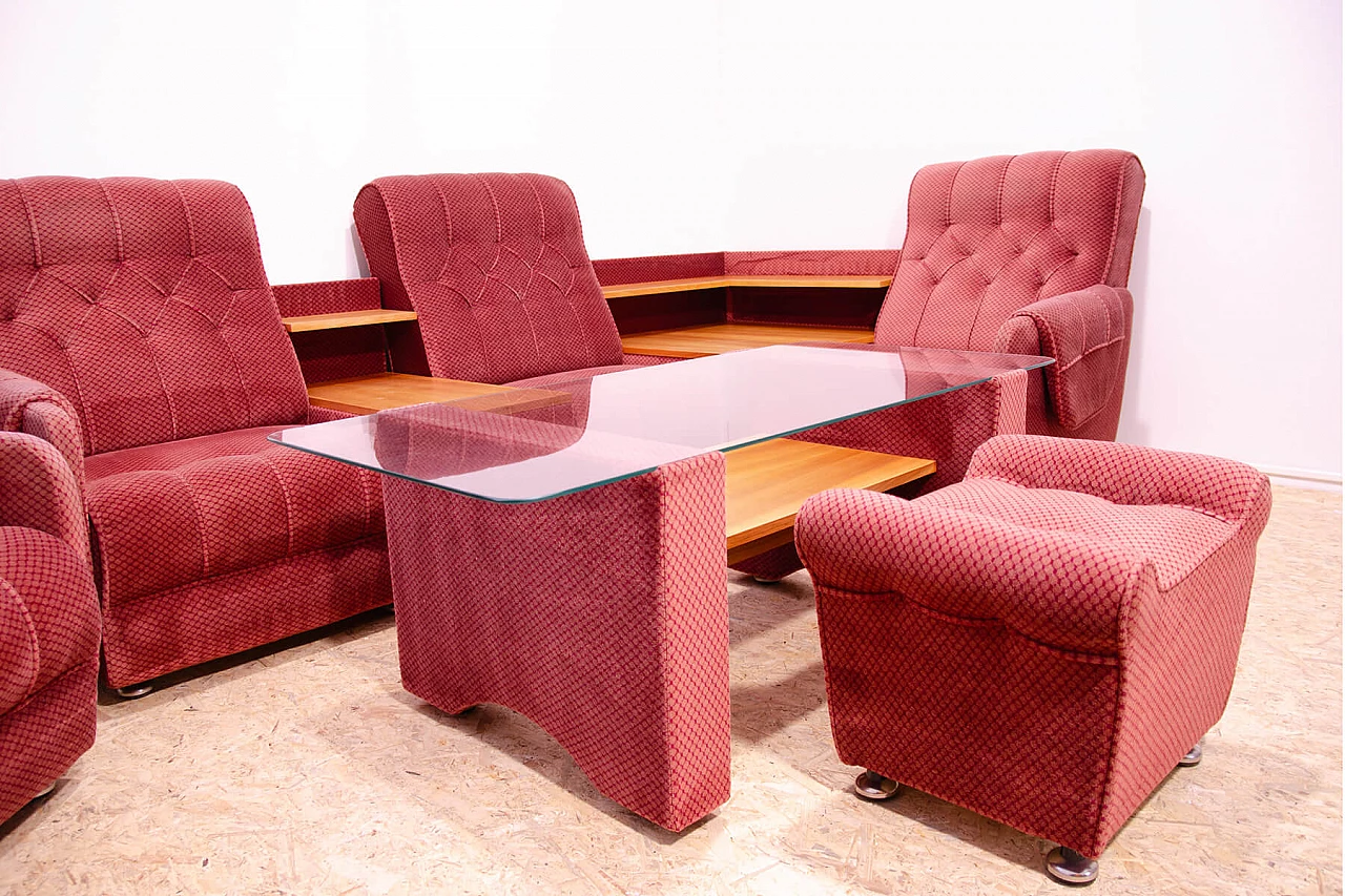 Divano, poltrona, tavolino e pouf cecoslovacchi, anni '80 6