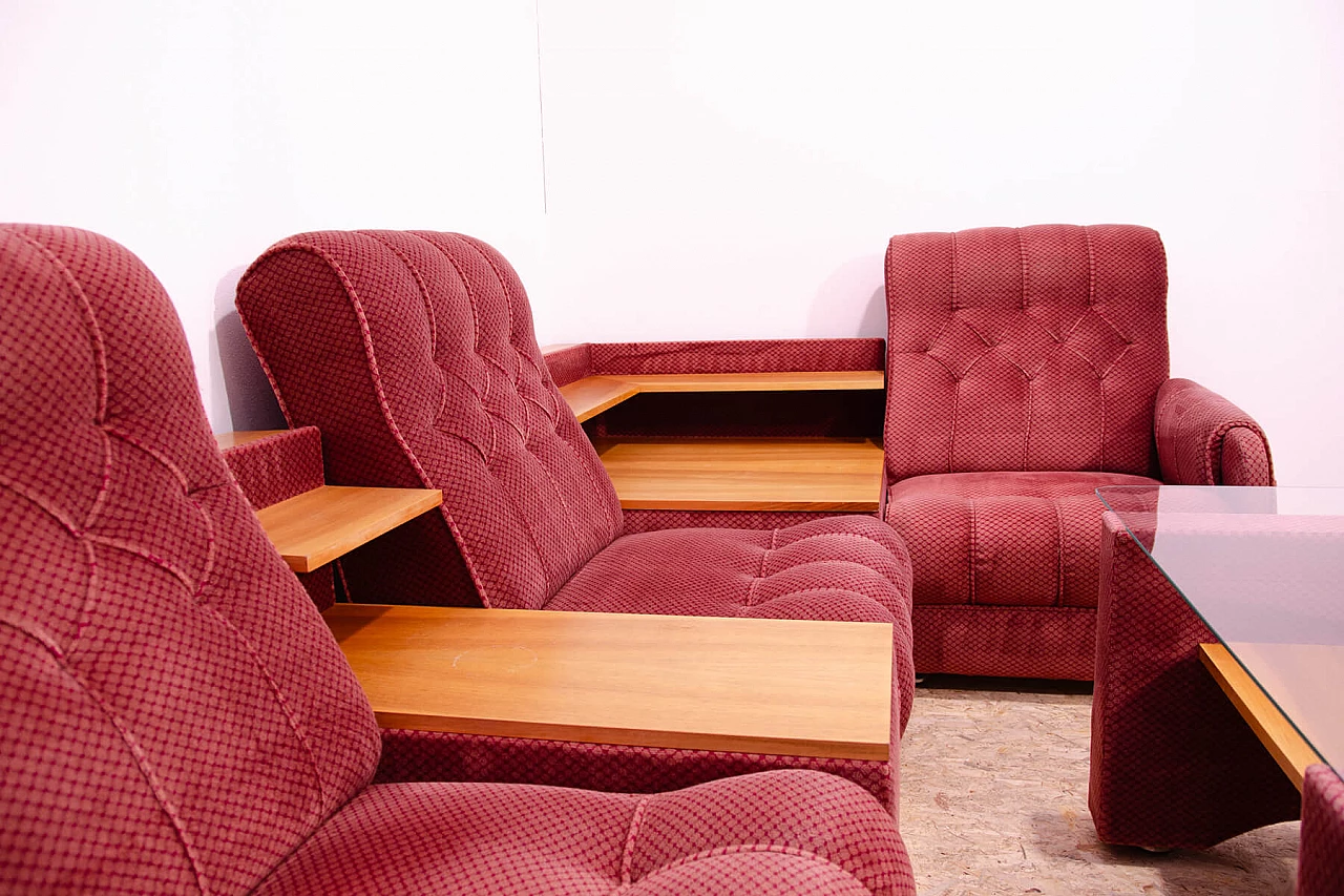 Czechoslovakian sofa, armchair, coffee table and pouf, 1980s 8