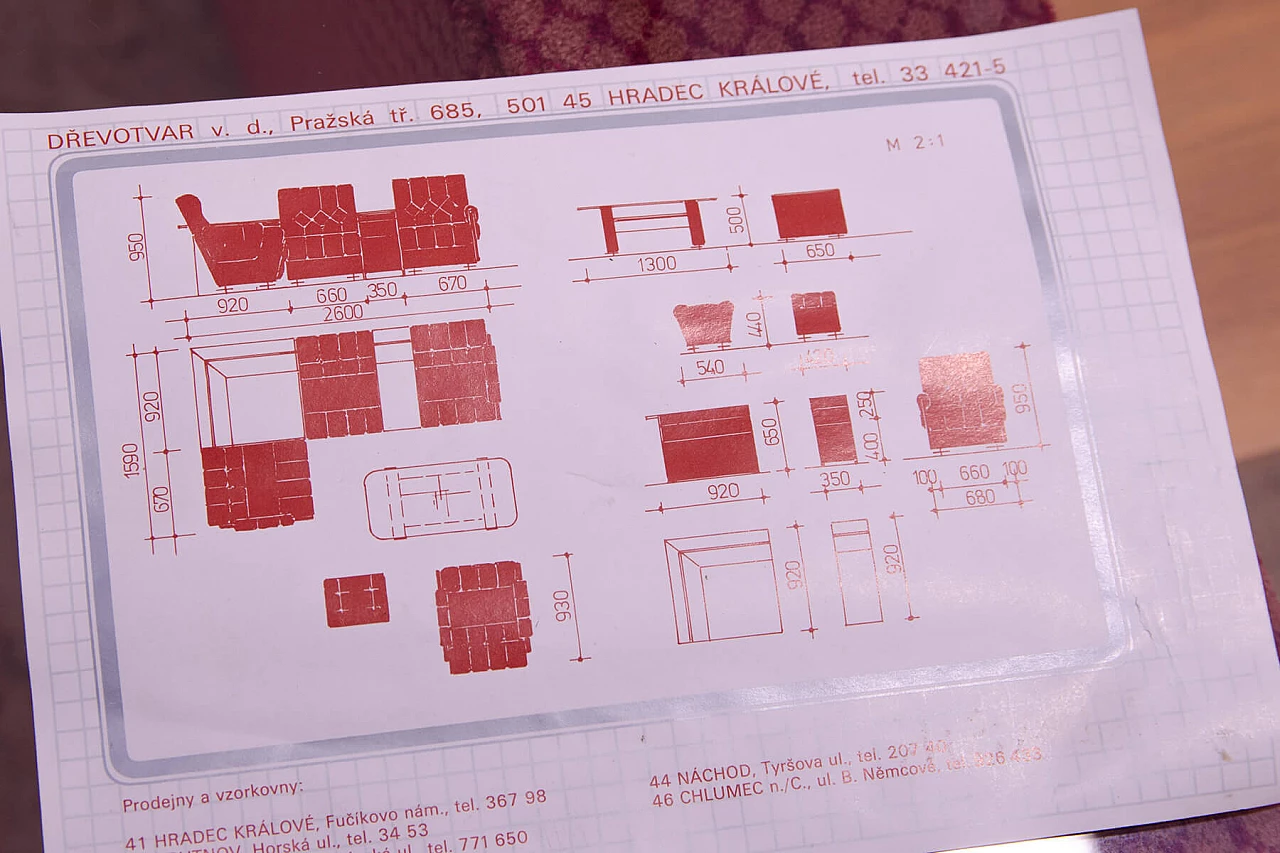 Divano, poltrona, tavolino e pouf cecoslovacchi, anni '80 21