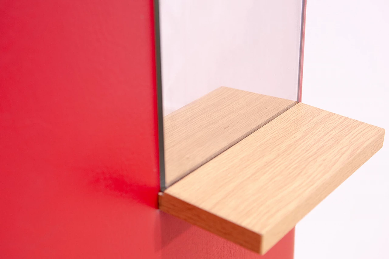 Appendiabiti in similpelle rossa con specchio di Drevotvar, anni '60 9