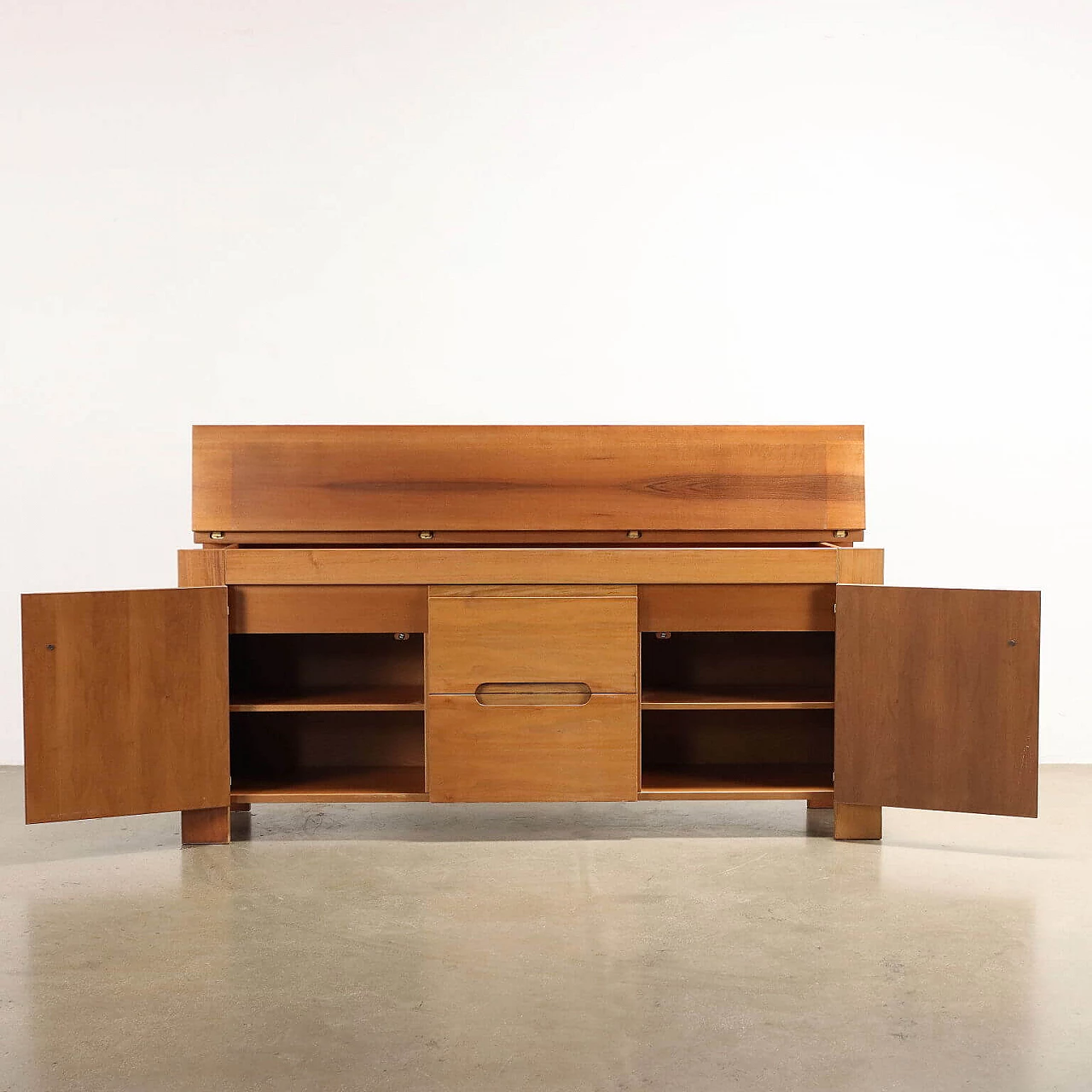 Walnut veneered sideboard with compartment top, 1970s 4