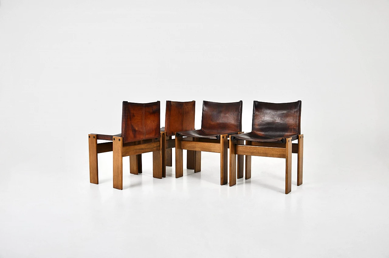 4 Monk chairs by Tobia and Afra Scarpa for Molteni, 1970s 1