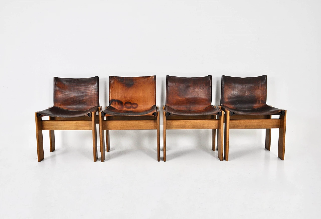 4 Monk chairs by Tobia and Afra Scarpa for Molteni, 1970s 3