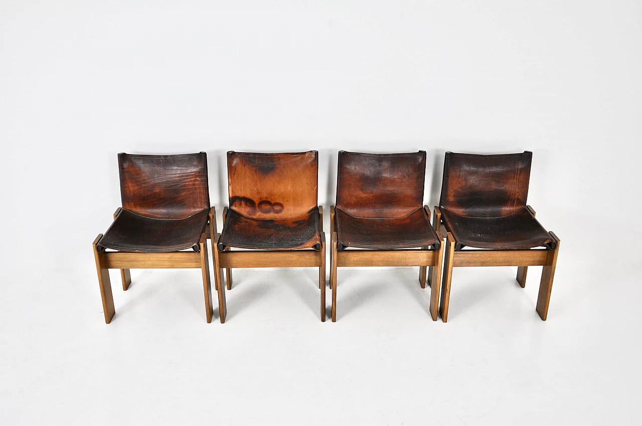 4 Monk chairs by Tobia and Afra Scarpa for Molteni, 1970s 4
