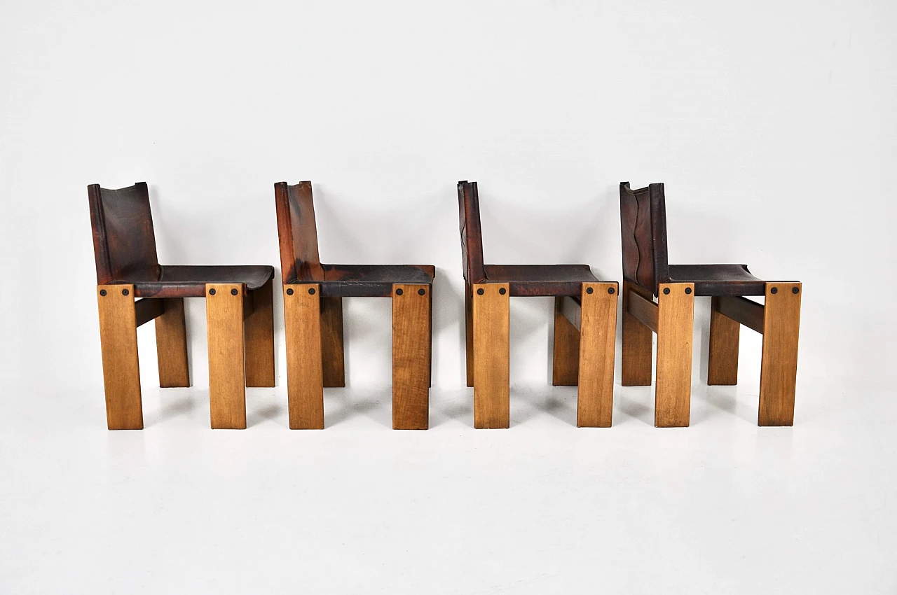 4 Monk chairs by Tobia and Afra Scarpa for Molteni, 1970s 5