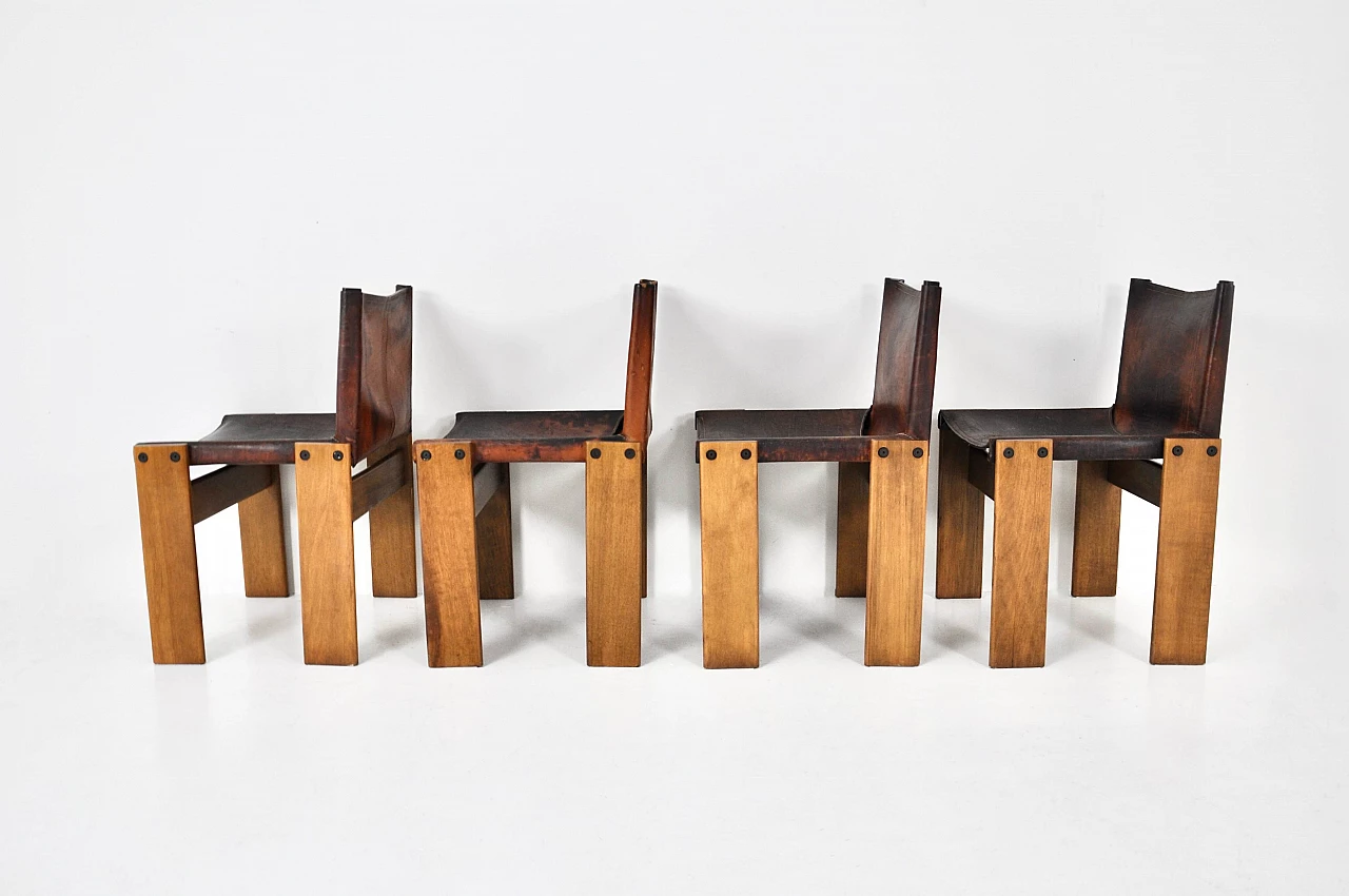 4 Monk chairs by Tobia and Afra Scarpa for Molteni, 1970s 7