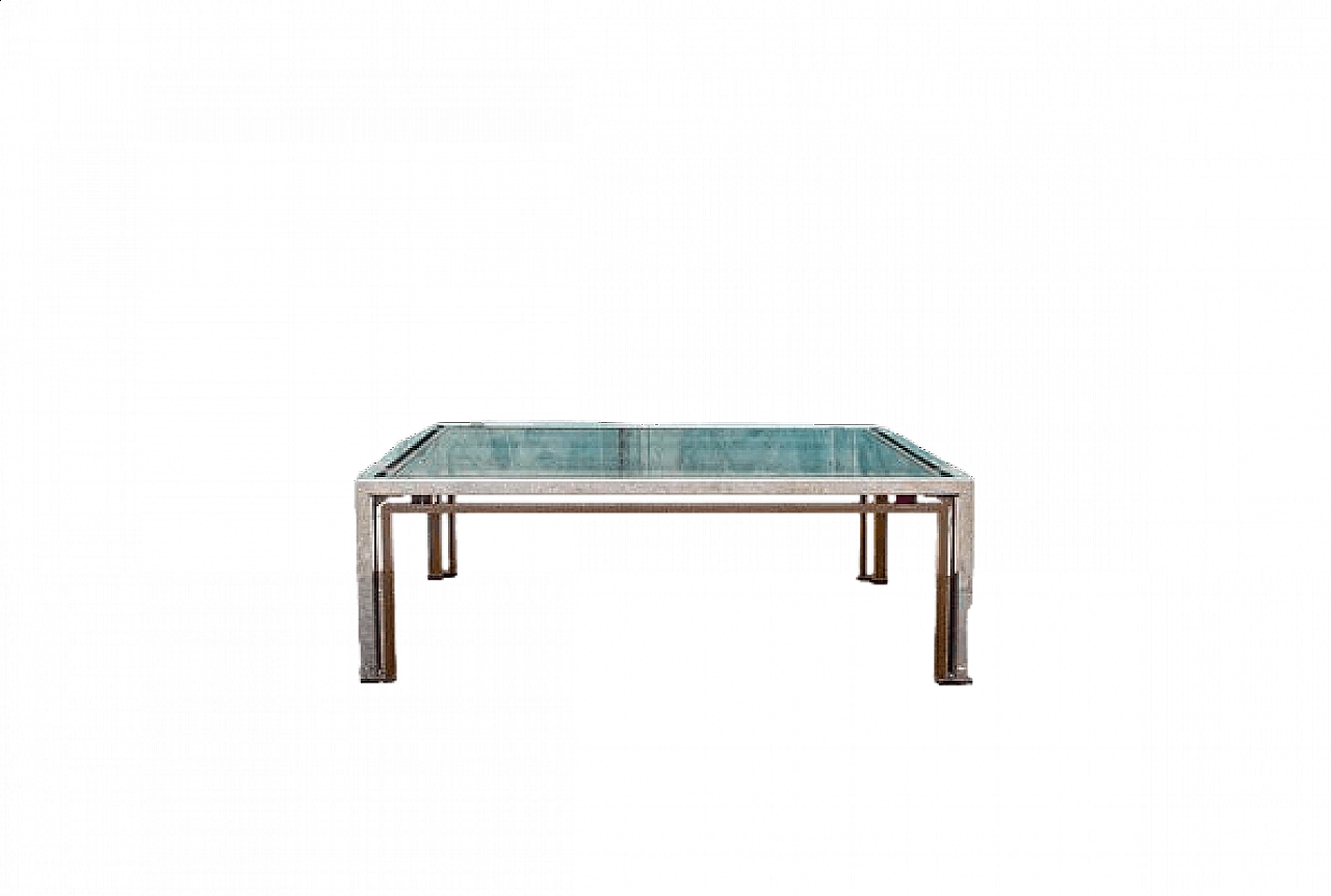 Steel and brass coffee table with acrylic glass decorations, 1970s 10