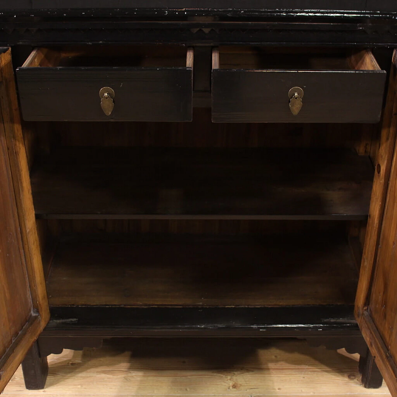 Chinese lacquered exotic wood sideboard, 1950s 8