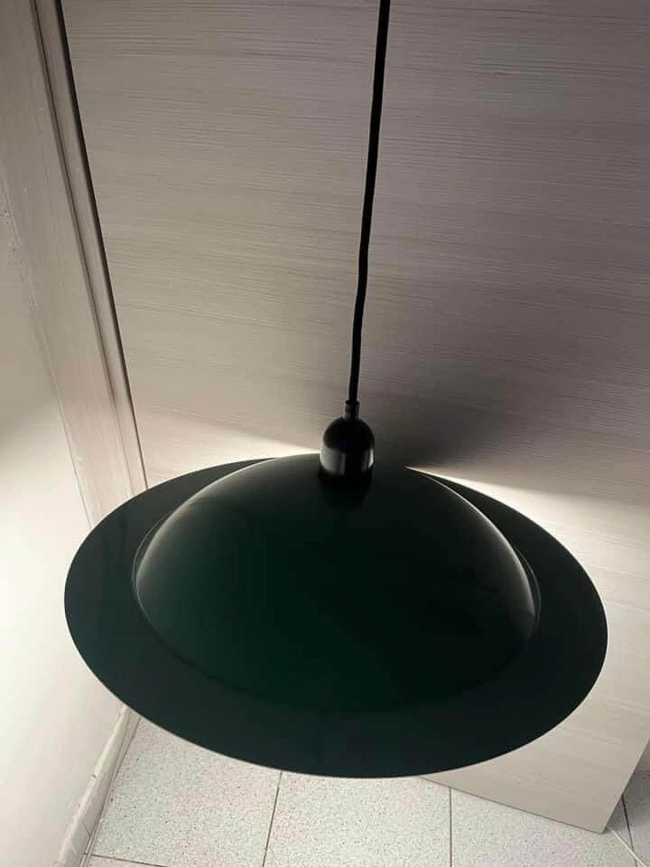 Green enameled metal hanging lamp by Stilnovo, 1980s 2