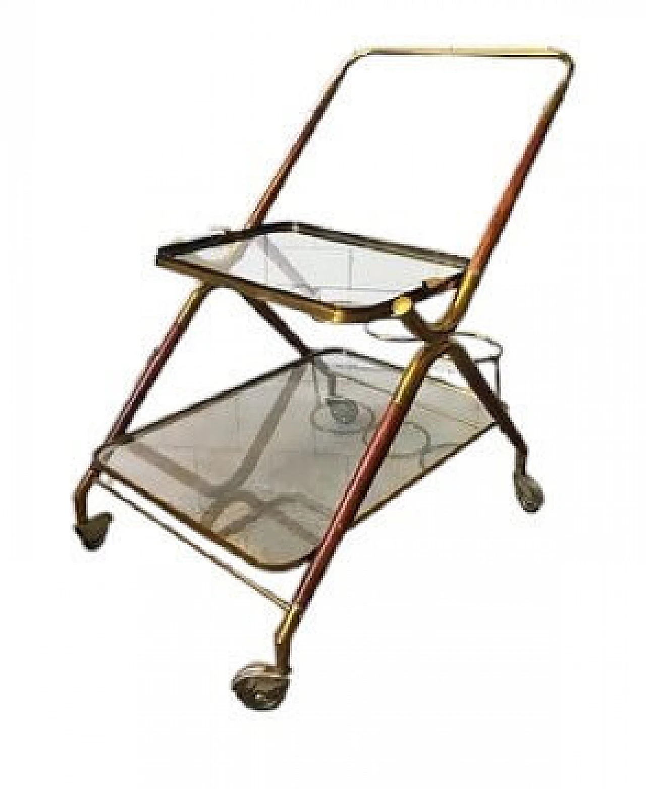 Wooden and brass bar cart by Cesare Lacca from Cesare Lacca, 1950s 9