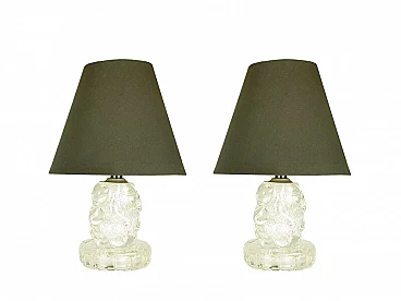 Pair of Murano glass lamps attributed to Barovier & Toso, 1930s