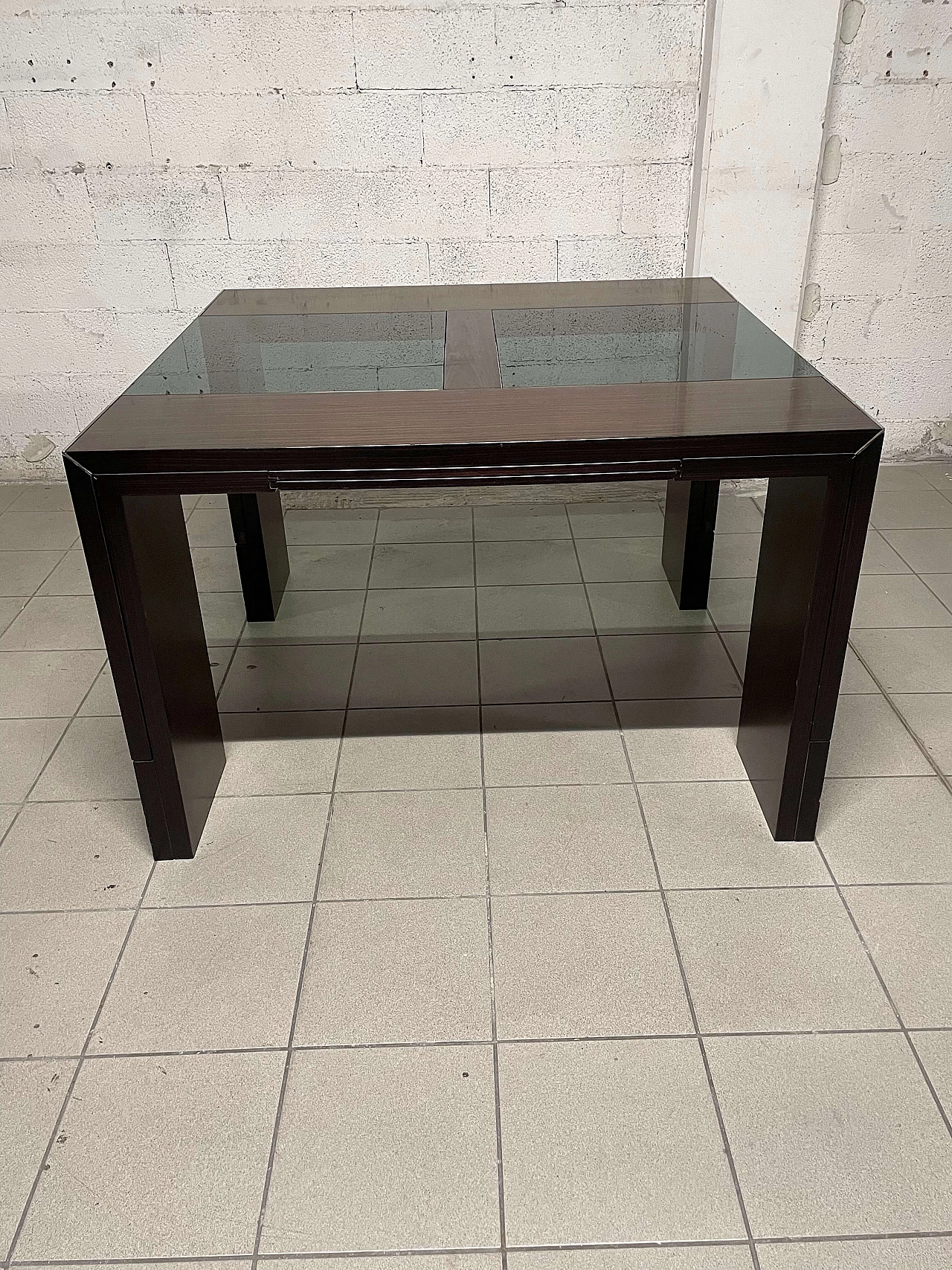 Rosewood and crystal extendable table, 1970s 16