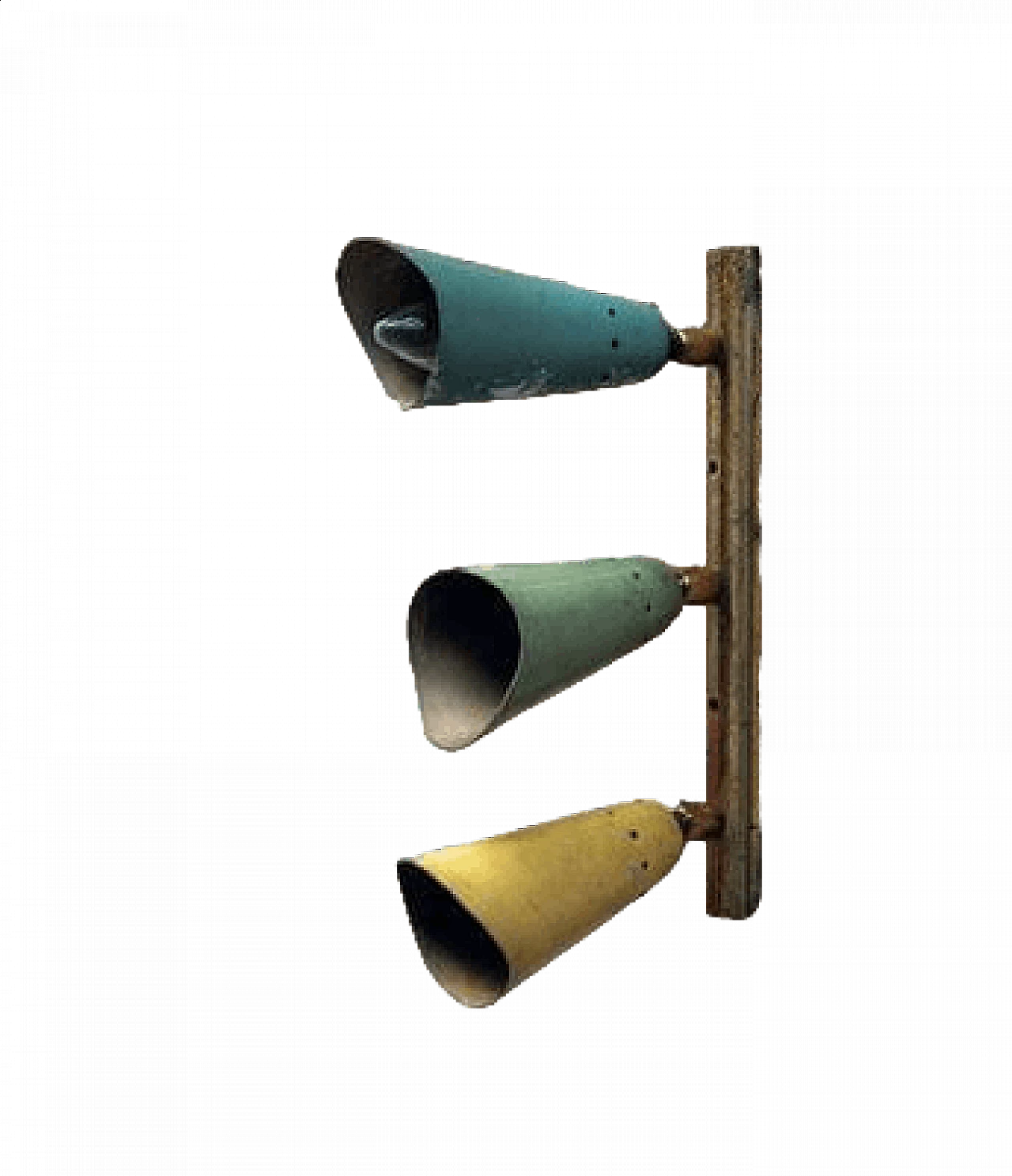 Applique in ottone con tre paralumi, anni '50 5