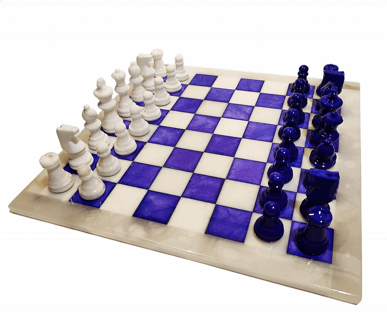Volterra alabaster chessboard and chessmen, 1970s 11
