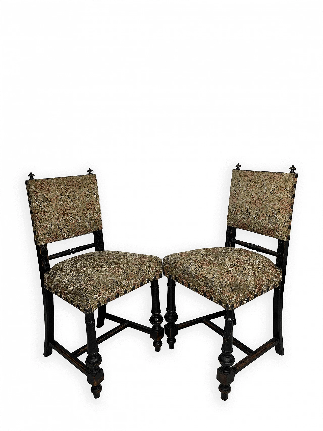 6 Chairs in wood and fabric, early 20th century 5