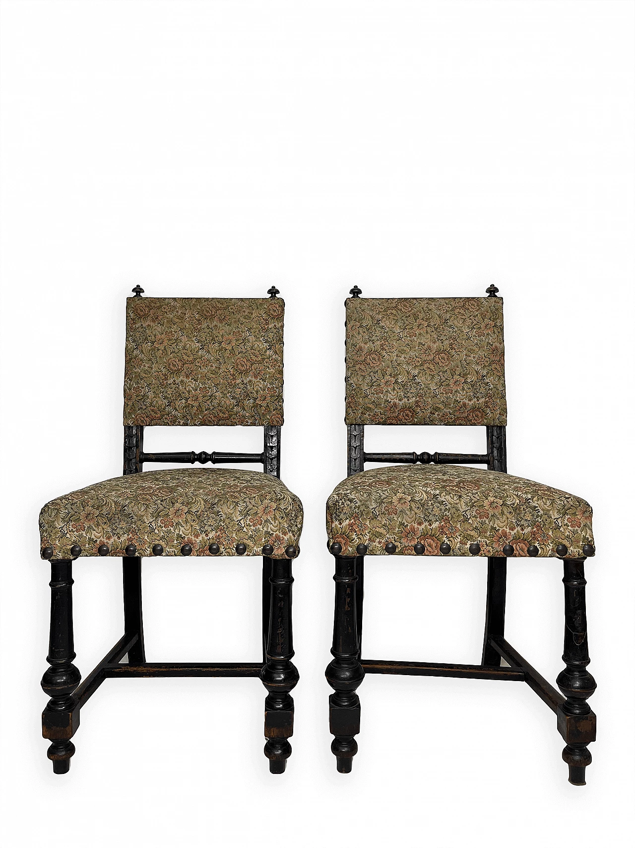 6 Chairs in wood and fabric, early 20th century 6