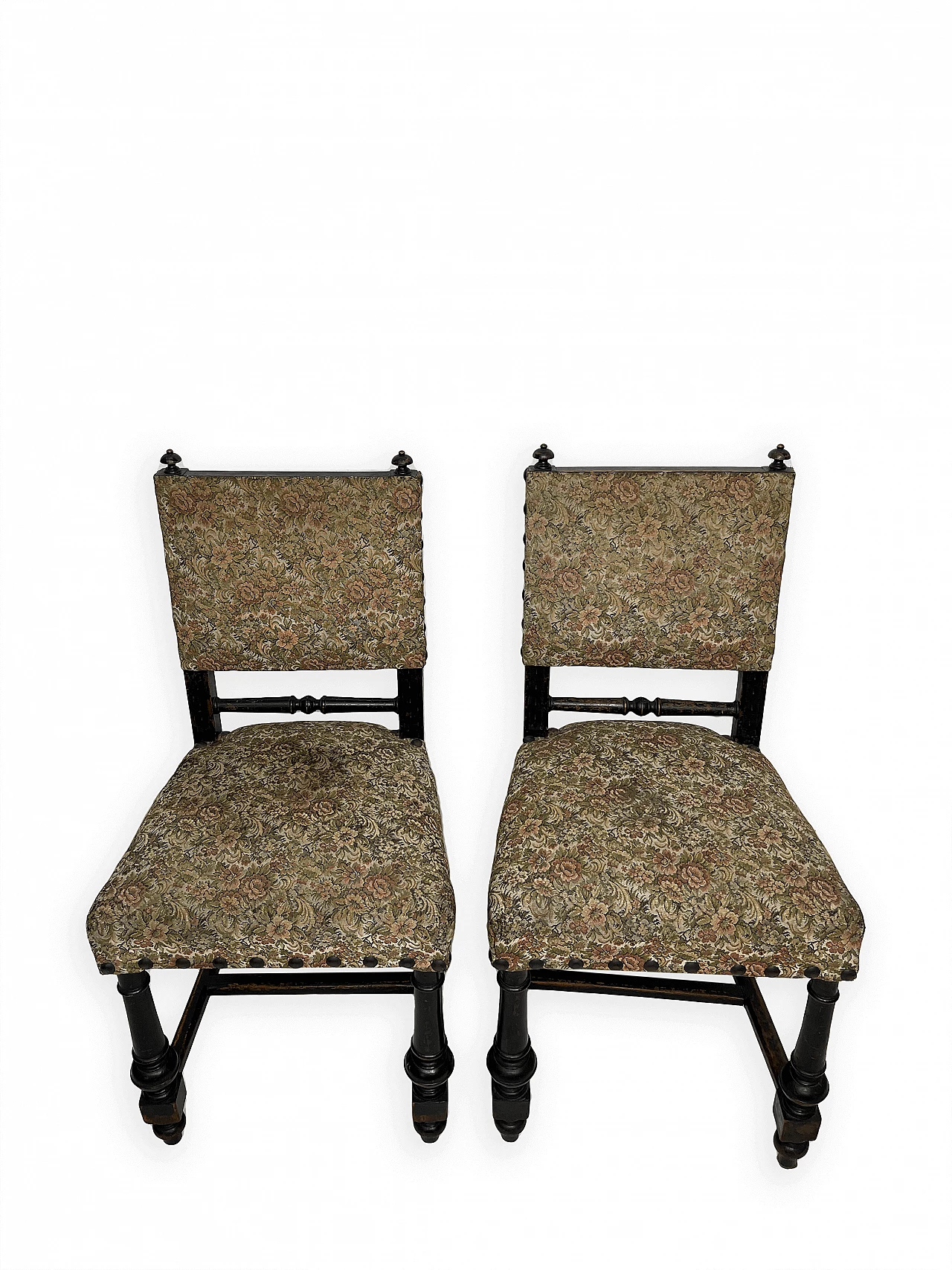 6 Chairs in wood and fabric, early 20th century 8