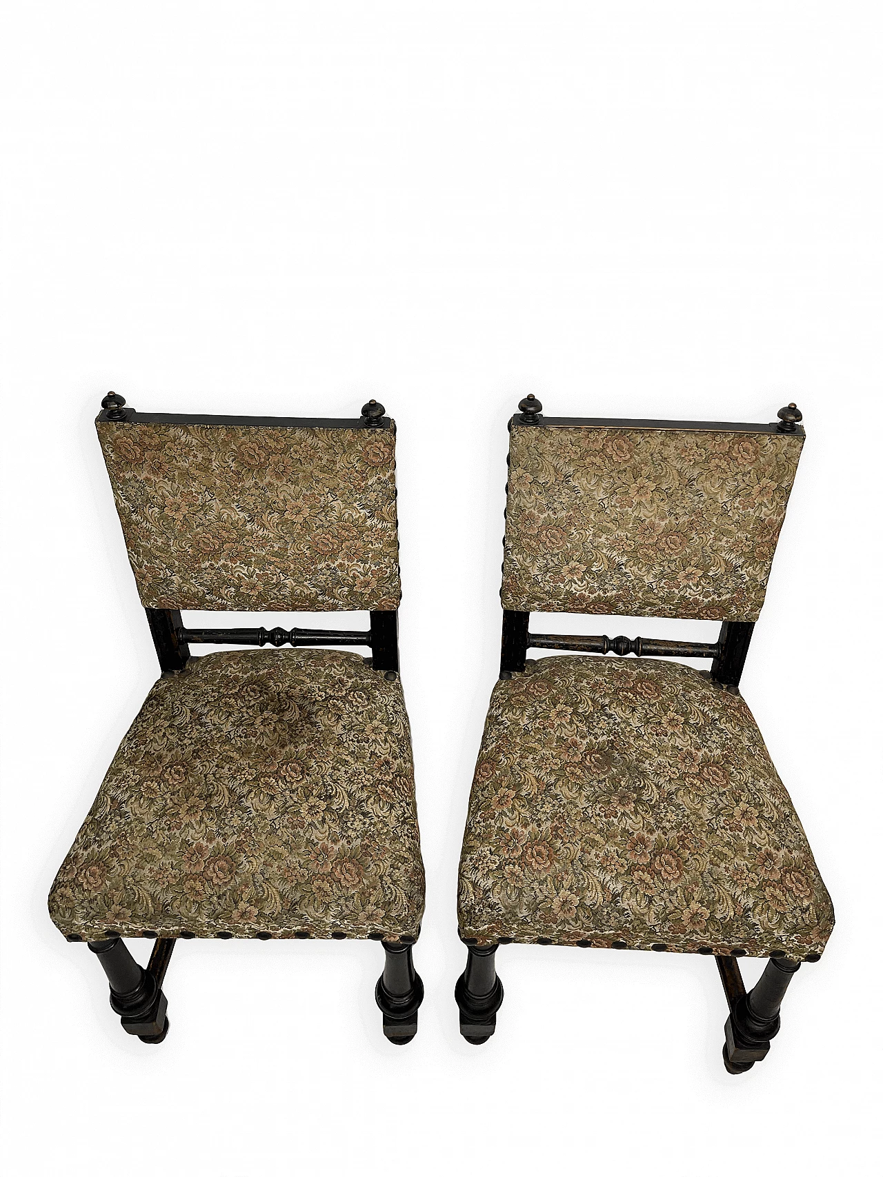 6 Chairs in wood and fabric, early 20th century 9