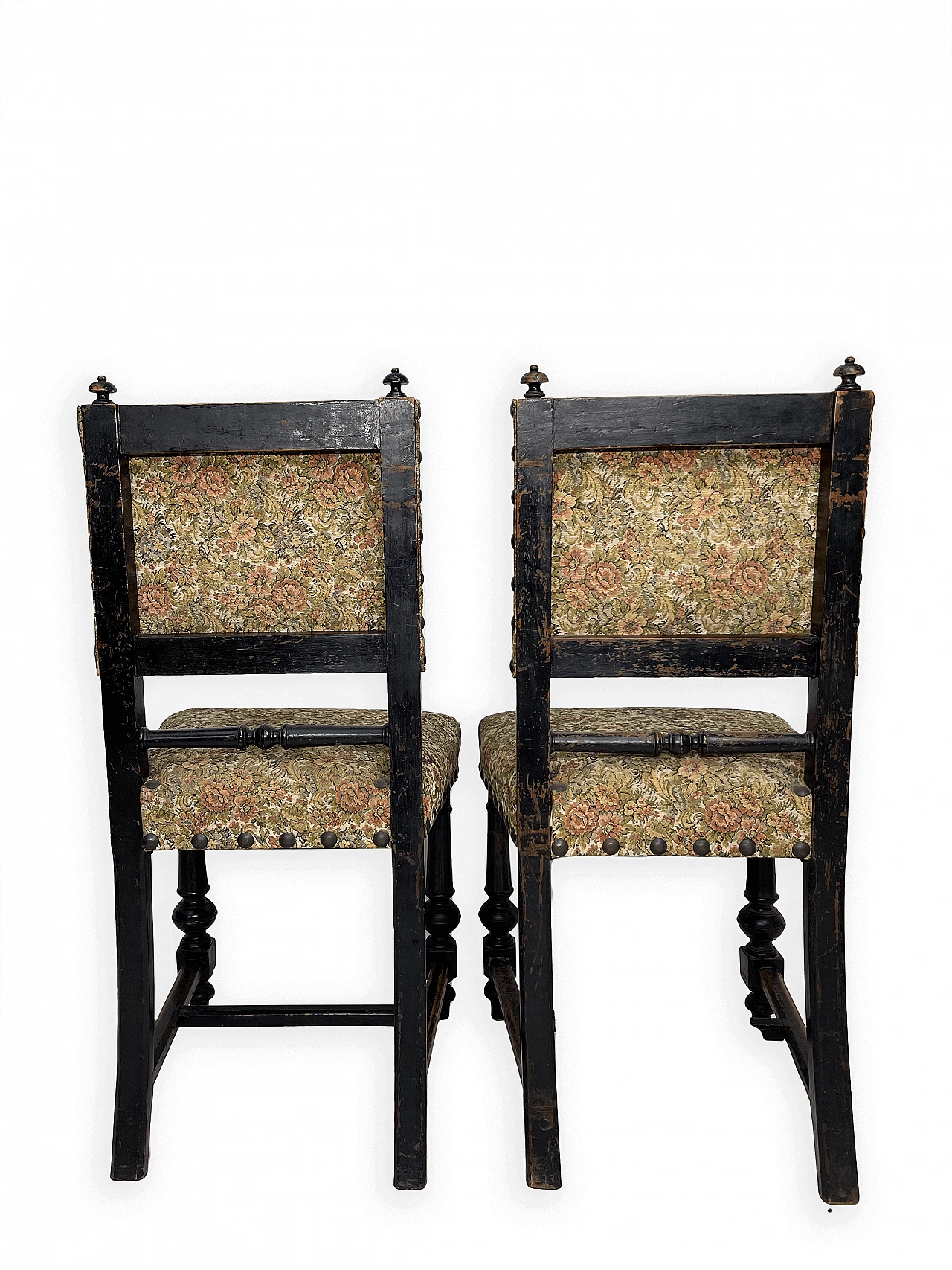 6 Chairs in wood and fabric, early 20th century 11