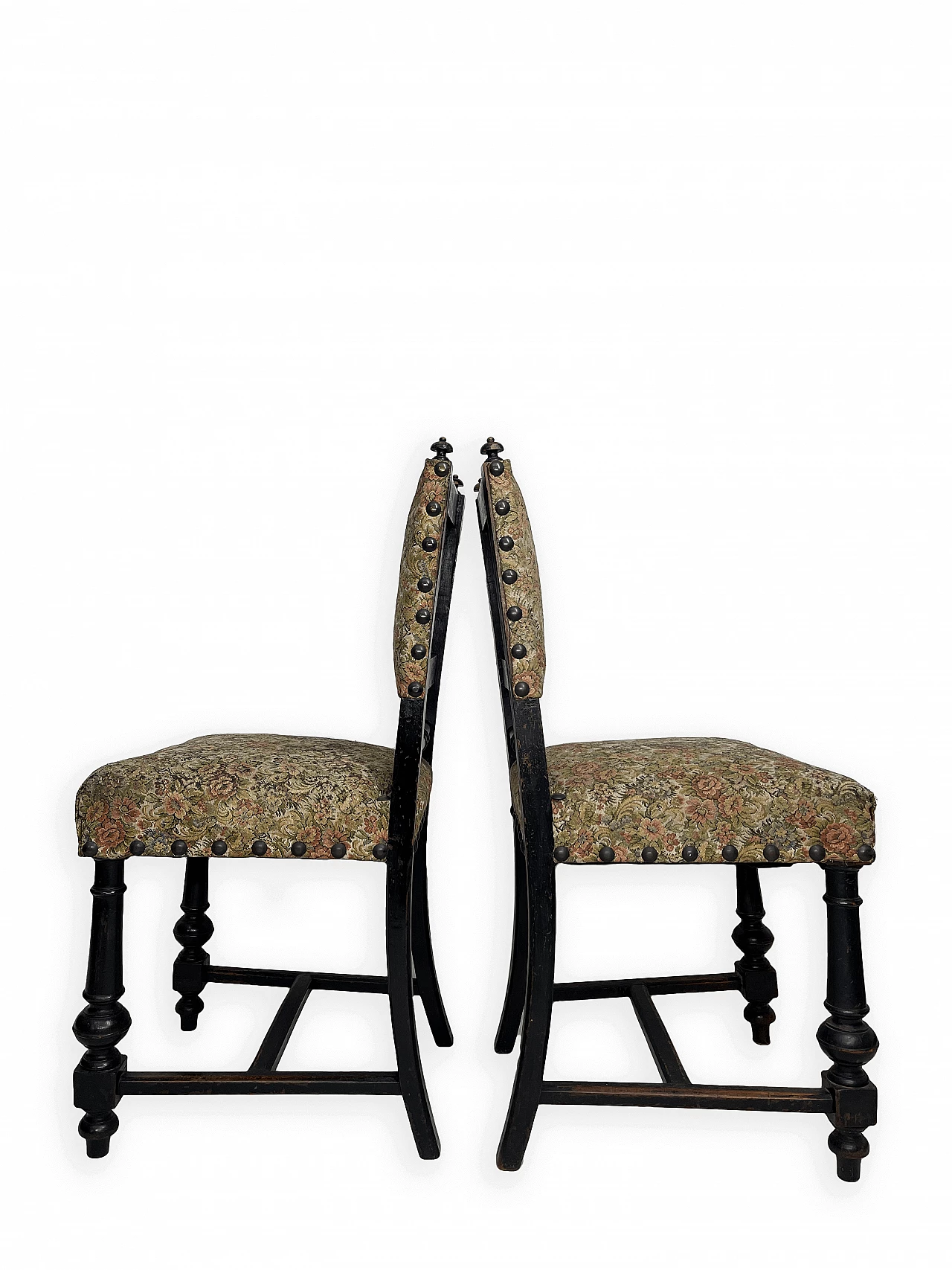 6 Chairs in wood and fabric, early 20th century 12
