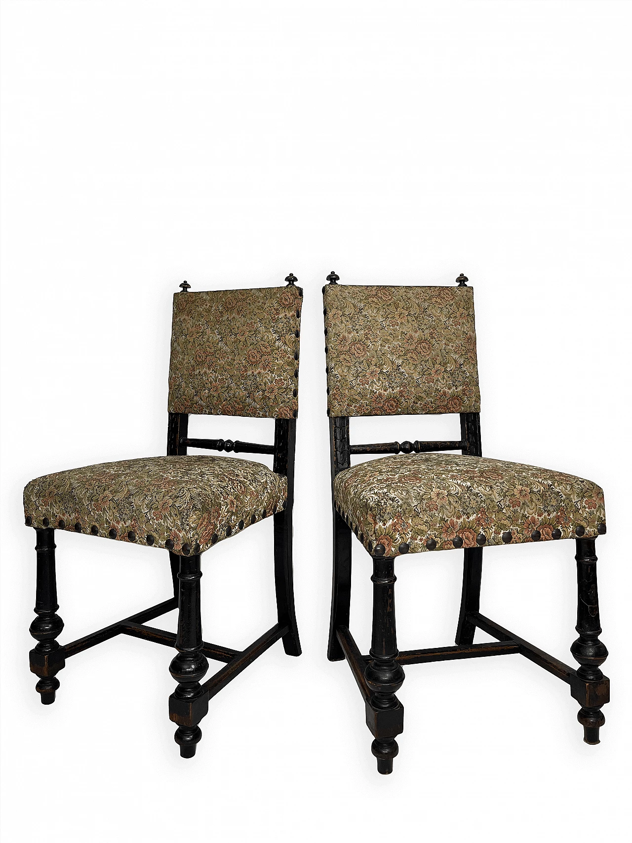 6 Chairs in wood and fabric, early 20th century 13