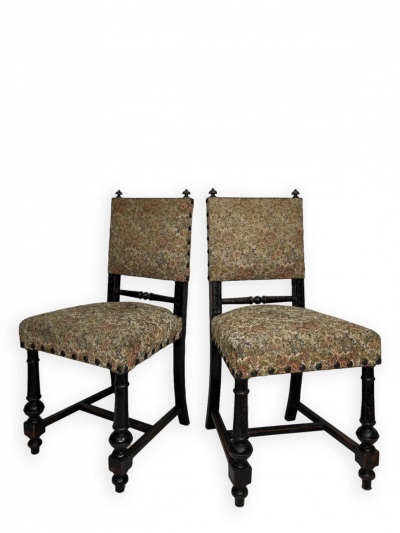 6 Chairs in wood and fabric, early 20th century 14