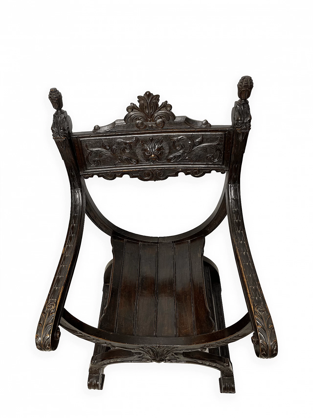 Pair of Renaissance style Savonarola armchairs, late 19th century 9