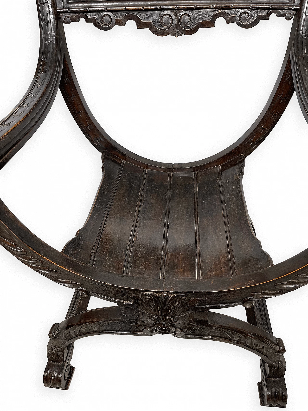 Pair of Renaissance style Savonarola armchairs, late 19th century 11