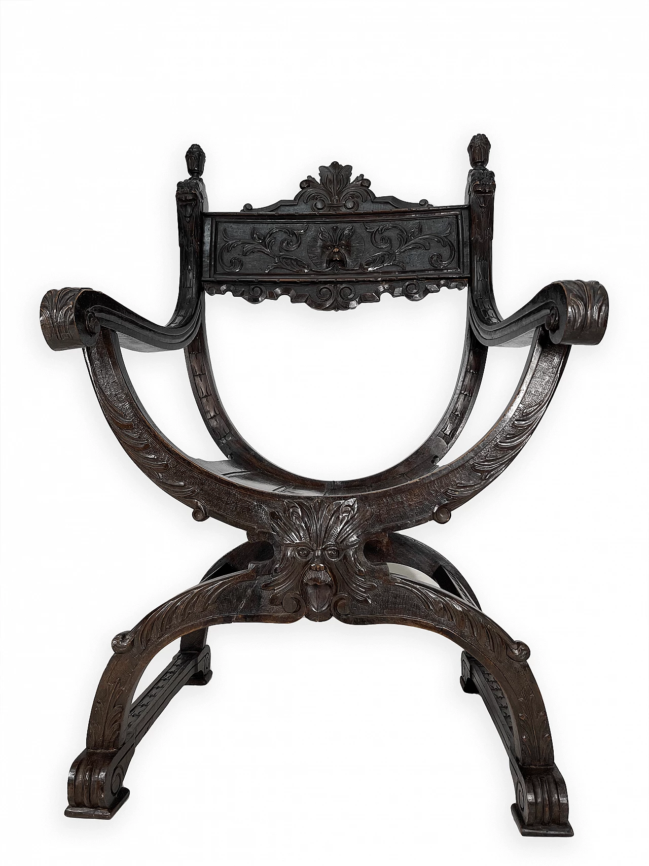 Pair of Renaissance style Savonarola armchairs, late 19th century 13