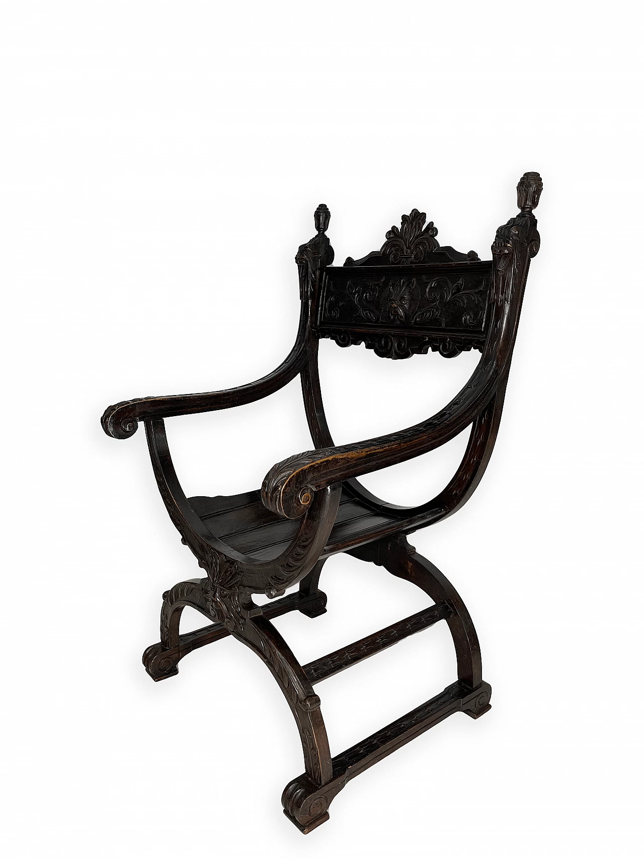Pair of Renaissance style Savonarola armchairs, late 19th century 16