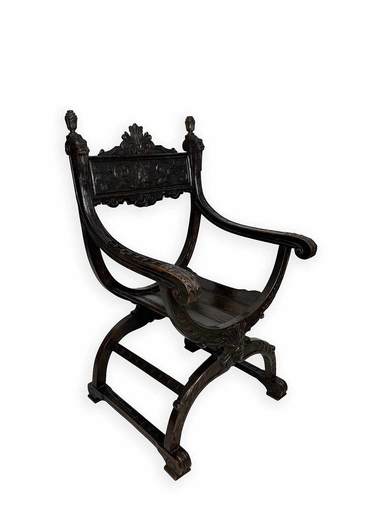 Pair of Renaissance style Savonarola armchairs, late 19th century 20