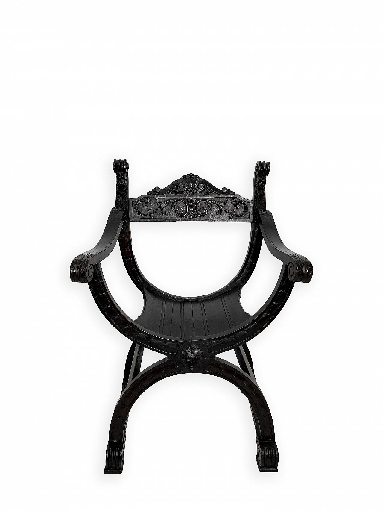 Pair of Renaissance style Savonarola armchairs, late 19th century 21