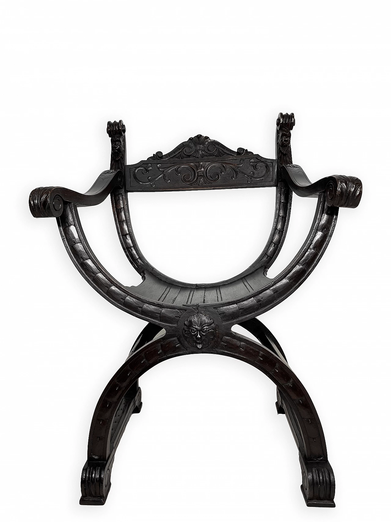 Pair of Renaissance style Savonarola armchairs, late 19th century 24