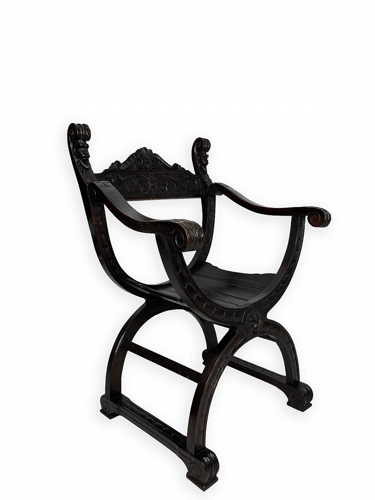 Pair of Renaissance style Savonarola armchairs, late 19th century 33