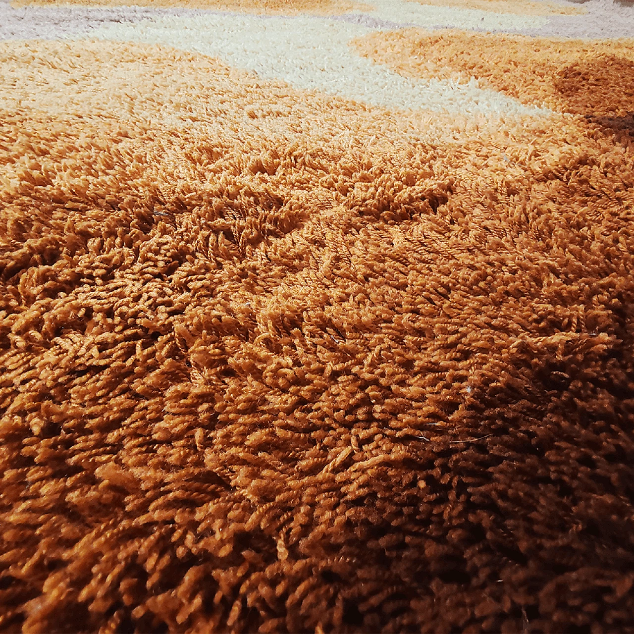 Tappeto Space Age in lana marrone e beige, anni '70 6